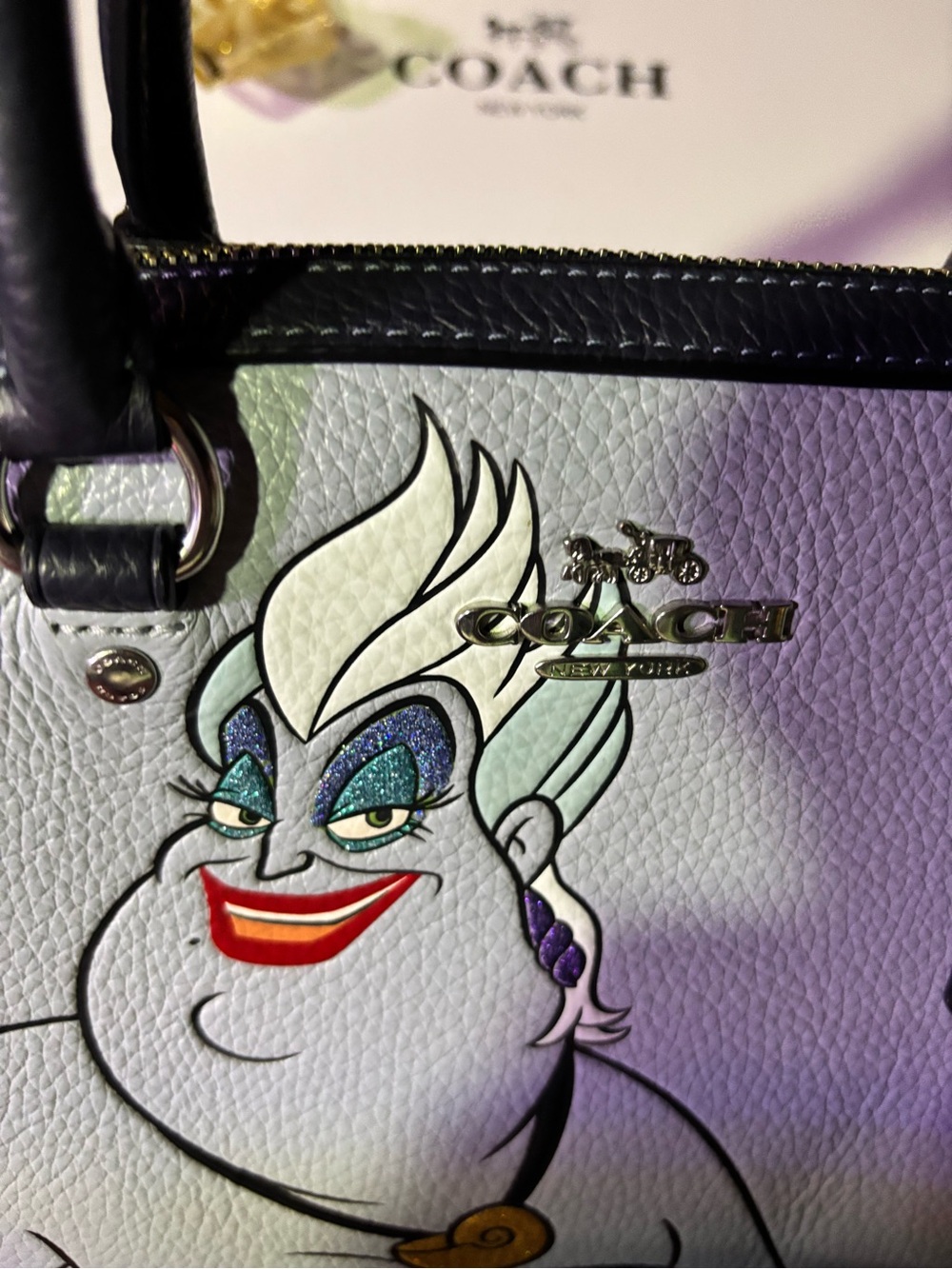 Coach White/grayish Leather Dome Satchel with Ursula Illustration - Picture 2 of 6